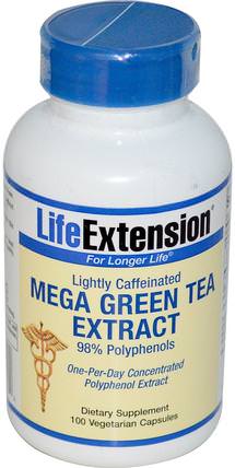 Mega Green Tea Extract, Lightly Caffeinated, 100 Veggie Caps by Life Extension, 補充劑，抗氧化劑，綠咖啡豆提取物，綠茶 HK 香港