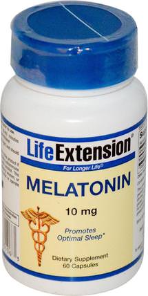 Melatonin, 10 mg, 60 Capsules by Life Extension, 補充劑，睡眠，褪黑激素 HK 香港