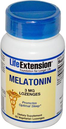 Melatonin, 3 mg, 60 Lozenges by Life Extension, 補充劑，睡眠，褪黑激素 HK 香港