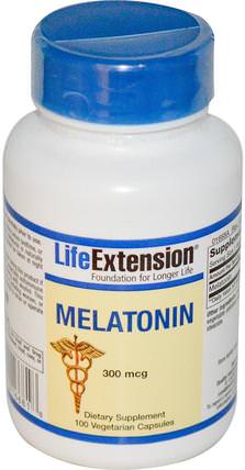 Melatonin, 300 mcg, 100 Veggie Caps by Life Extension, 補充劑，睡眠，褪黑激素 HK 香港