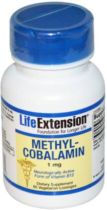 Methylcobalamin, 1 mg, 60 Veggie Lozenges by Life Extension, 維生素，維生素b12，維生素b12 - 甲基鈷胺素 HK 香港