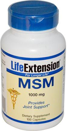 MSM, 1000 mg, 100 Capsules by Life Extension, 健康，骨骼，骨質疏鬆症，關節健康 HK 香港