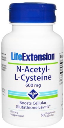 N-Acetyl-L-Cysteine, 600 mg, 60 Veggie Caps by Life Extension, 補充劑，氨基酸，nac（n乙酰半胱氨酸） HK 香港