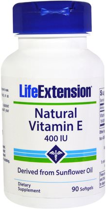 Natural Vitamin E, 400 IU, 90 Softgels by Life Extension, 維生素，維生素e HK 香港