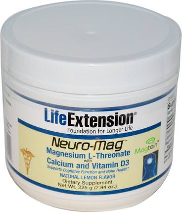 Neuro-Mag, Natural Lemon Flavor, 7.94 oz (225 g) by Life Extension, 補品，礦物質，鎂 HK 香港