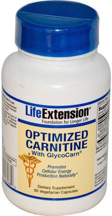 Optimized Carnitine, With GlycoCarn, 60 Veggie Caps by Life Extension, 補充劑，氨基酸，左旋肉鹼 HK 香港