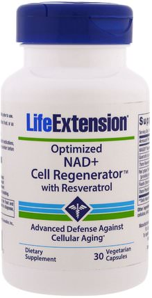 Optimized NAD + Cell Regenerator with Resveratrol, 30 Vegetarian Capsules by Life Extension, 健康，精力 HK 香港
