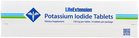 Potassium Iodide Tablets, 130 mg, 14 Tablets by Life Extension, 補充劑，礦物質，碘，碘化鉀 HK 香港