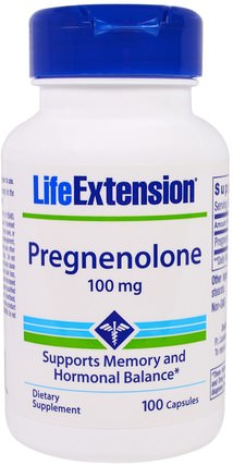 Pregnenolone, 100 mg, 100 Capsules by Life Extension, 補充劑，孕烯醇酮，注意力缺陷障礙，添加，adhd，大腦，記憶 HK 香港