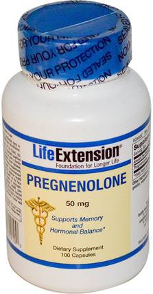 Pregnenolone, 50 mg, 100 Capsules by Life Extension, 補充劑，孕烯醇酮50毫克 HK 香港