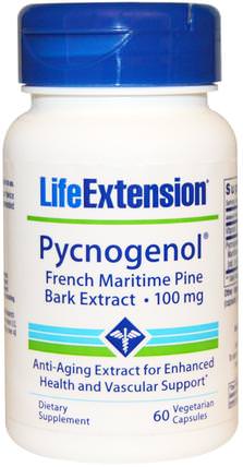 Pycnogenol, French Maritime Pine Bark Extract, 100 mg, 60 Veggie Caps by Life Extension, 補充劑，碧蘿芷 HK 香港