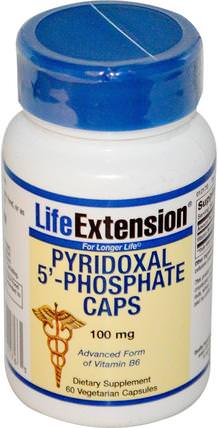 Pyridoxal 5-Phosphate Caps, 100 mg, 60 Veggie Caps by Life Extension, 維生素，維生素b6 - 吡哆醇，p 5 p（吡哆醛5磷酸鹽） HK 香港