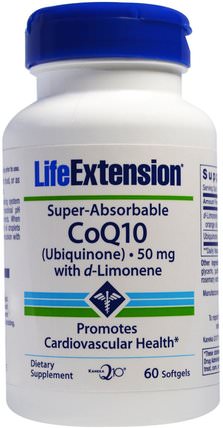 Super Absorbable CoQ10, 50 mg, 60 Softgels by Life Extension, 補充劑，輔酶q10，coq10 050毫克 HK 香港