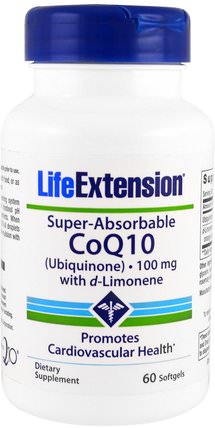 Super-Absorbable CoQ10 Ubiquinone with d-Limonene, 100 mg, 60 Softgels by Life Extension, 補充劑，輔酶q10 HK 香港