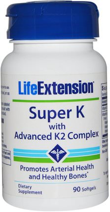 Super K With Advanced K2 Complex, 90 Softgel by Life Extension, 維生素，維生素K HK 香港