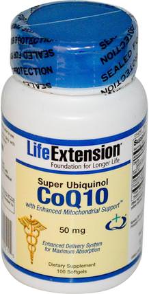 Super Ubiquinol CoQ10 with Enhanced Mitochondrial Support, 50 mg, 100 Softgels by Life Extension, 健康 HK 香港