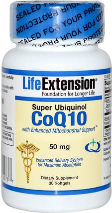 Super Ubiquinol CoQ10 with Enhanced Mitochondrial Support, 50 mg, 30 Softgels by Life Extension, 補充劑，抗氧化劑，泛醇qh，泛醇coq10 050 mg HK 香港