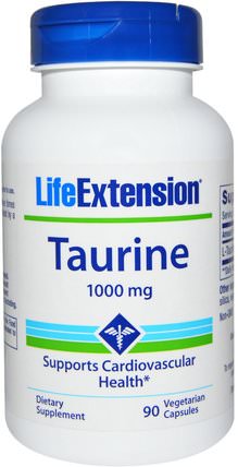 Taurine, 1000 mg, 90 Veggie Caps by Life Extension, 補充劑，氨基酸，牛磺酸 HK 香港