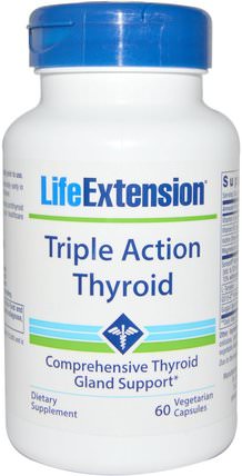 Triple Action Thyroid, 60 Veggie Caps by Life Extension, 健康，甲狀腺 HK 香港