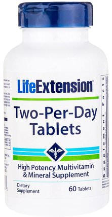 Two-Per-Day Tablets, 60 Tablets by Life Extension, 維生素，多種維生素，礦物質 HK 香港
