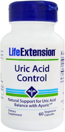 Uric Acid Control, 60 Veggie Caps by Life Extension, 草藥，阿育吠陀阿育吠陀草藥，健康，痛風 HK 香港