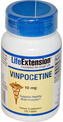 Vinpocetine, 10 mg, 100 Tablets by Life Extension, 健康，注意力缺陷障礙，添加，adhd，腦，長春西汀 HK 香港