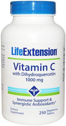 Vitamin C, with Dihydroquercetin, 1000 mg, 250 Veggie Tablets by Life Extension, 維生素，維生素c HK 香港