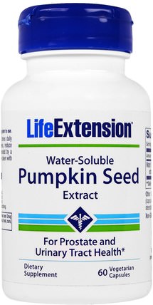 Water-Soluble Pumpkin Seed Extract, 60 Veggie Caps by Life Extension, 補充劑，efa omega 3 6 9（epa dha），南瓜籽油 HK 香港