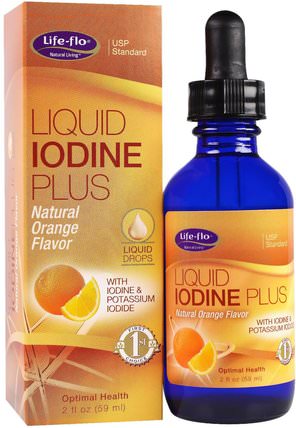 Liquid Iodine Plus Liquid Drops, Natural Orange Flavor, 2 fl oz (59 ml) by Life Flo Health, 補品，礦物質，碘 HK 香港
