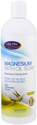 Magnesium Bath Oil Soak, Magnesium Chloride Brine, Eucalyptus, 16 fl oz (473 ml) by Life Flo Health, 洗澡，美女 HK 香港