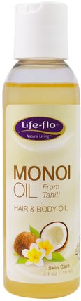 Monoi Oil, Hair & Body Oil, 4 fl oz (118 ml) by Life Flo Health, 健康，皮膚，沐浴，美容油，身體護理油，護髮油 HK 香港