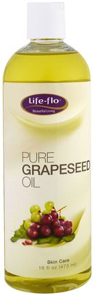 Pure Grapeseed Oil, 16 fl oz (473 ml) by Life Flo Health, 健康，皮膚，葡萄籽油，按摩油 HK 香港