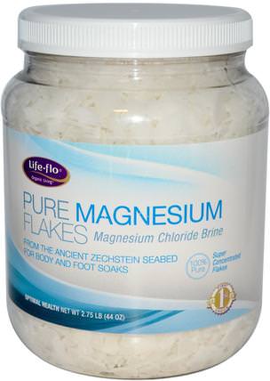 Pure Magnesium Flakes, Magnesium Chloride Brine, 2.75 lb (44 oz) by Life Flo Health, 健康，抗疼，礦物質，氯化鎂 HK 香港