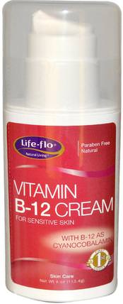 Vitamin B-12 Cream, 4 oz (113.4 g) by Life Flo Health, 美容，面部護理，面霜，乳液，健康，皮膚 HK 香港