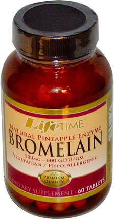 Bromelain, Natural Pineapple Enzyme, 500 mg, 60 Tablets by Life Time, 補充劑，酶，菠蘿蛋白酶，消化酶，嗜酸乳桿菌和消化助劑 HK 香港