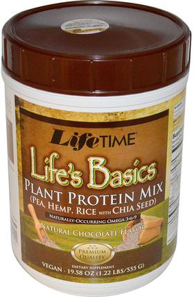 Lifes Basics, Plant Protein Mix, Natural Chocolate Flavor, 19.58 oz (555 g) by Life Time, 補充劑，蛋白質 HK 香港