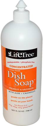 Dish Soap, Citrus Fresh, 32 oz (946 ml) by Life Tree, 家庭，洗碗，洗碗皂 HK 香港