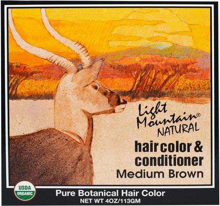 Natural Hair Color & Conditioner, Medium Brown, 4 oz (113 g) by Light Mountain, 健康 HK 香港