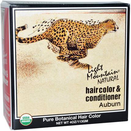 Organic Natural Hair Color & Conditioner, Auburn, 4 oz (113 g) by Light Mountain, 洗澡，美容，頭髮，頭皮，頭髮的顏色 HK 香港