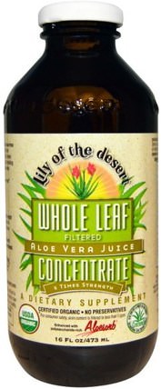 Aloe Vera Juice, Whole Leaf Concentrate, 16 fl oz (473 ml) by Lily of the Desert, 補充劑，蘆薈，蘆薈液 HK 香港