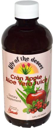 Cran Apple Aloe Vera Juice, 32 fl oz (946 ml) by Lily of the Desert, 補充劑，蘆薈，蘆薈液，食品，咖啡茶和飲料，果汁 HK 香港