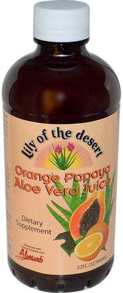 Orange Papaya Aloe Vera Juice, 32 fl oz (946 ml) by Lily of the Desert, 補充劑，蘆薈，蘆薈液，食品，咖啡茶和飲料，果汁 HK 香港
