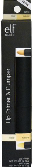 嘴唇 - E.L.F. Cosmetics, Lip Primer & Plumper, Clear/Natural, 0.05 oz (1.6 g)/0.06 oz (1.7 g)
