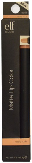 嘴唇 - E.L.F. Cosmetics, Studio Matte Lip Color, Nearly Nude, 0.05 oz (1.4 g)
