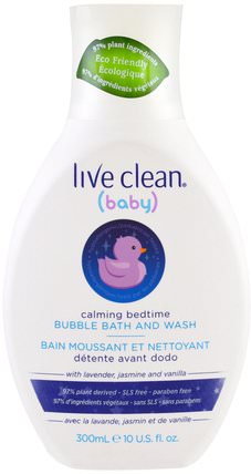 Baby, Calming Bedtime, Bubble Bath & Wash, 10 fl oz (300 ml) by Live Clean, 洗澡，美容，泡泡浴 HK 香港