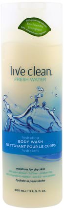 Hydrating Body Wash, Fresh Water, 17 fl oz (500 ml) by Live Clean, 洗澡，美容，沐浴露 HK 香港