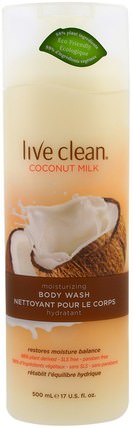 Moisturizing Body Wash, Coconut Milk, 17 fl oz (500 ml) by Live Clean, 洗澡，美容，沐浴露 HK 香港