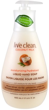 Moisturizing Liquid Hand Soap, Coconut Milk, 17 fl oz (500 ml) by Live Clean, 洗澡，美容，肥皂 HK 香港