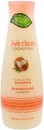 Moisturizing Shampoo, Coconut Milk, 12 fl oz (350 ml) by Live Clean, 洗澡，美容，頭髮，頭皮，洗髮水 HK 香港