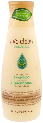 Restorative Shampoo, Argan Oil, 12 fl oz (350 ml) by Live Clean, 洗澡，美容，頭髮，頭皮，洗髮水 HK 香港